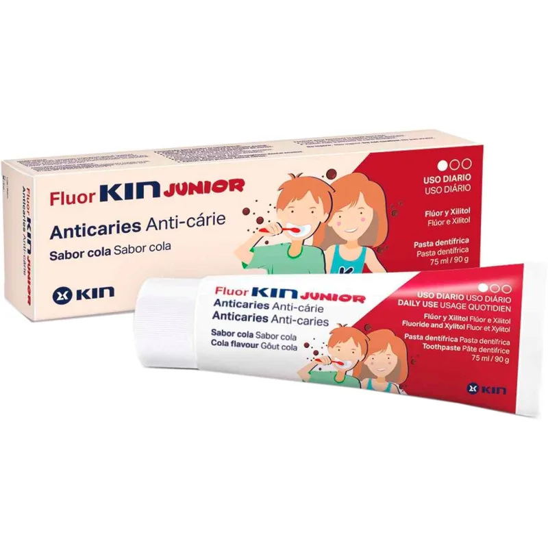 Зубна паста Кін (Kin) Fluor Junior дитяча (6-12 років) проти карієсу кока-кола 75 мл