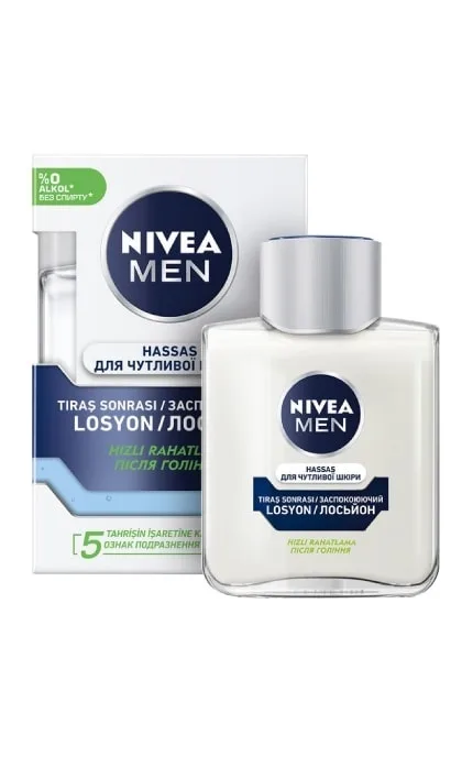 Лосьйон після гоління чоловічий Nivea Men Заспокійливий для чутливої шкіри без вмісту спирту 100 мл