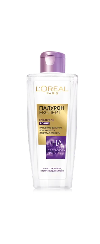 Тонік для обличчя L'Oreal Paris Hyaluron Expert заповнюючий вологою для всіх типів шкіри обличчя, у тому числі для чутливої, 200 мл.