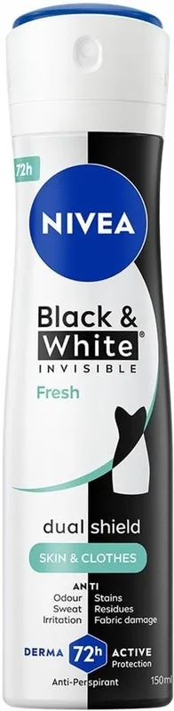 Антиперспірант NIVEA Black & White Invisible Fresh чорне та біле невидимий: свіжий спрей 150 мл