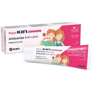 Гель для зубів Kin (Кін) Fluor Junior дитячий (6-12 років) проти карієсу полуниця 75 мл
