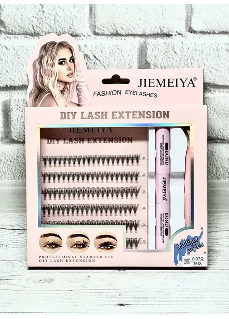 Набір пучкових вій JIEMEIYA DIY Lash Extension 20D (10 мм, 12 мм, 14 мм) з клеєм та пінцетом 924w120d YRE (399935645)