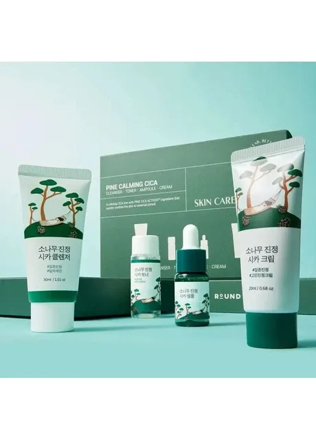 Набір мініверсій для заспокоєння та відновлення шкіри Pine Calming Cica Trial Kit 80 ml Round Lab (331738228)