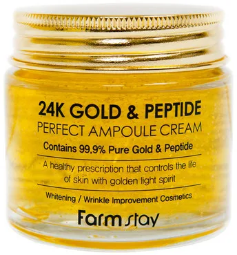 Антивіковий крем з частинками золота і пептидами FarmStay 24K Gold & Peptide Perfect Ampoule Cream