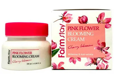 Крем для обличчя з екстрактом пелюсток вишневого цвіту FarmStay Pink Flower Blooming Cream Cherry Blossom