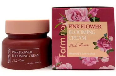 Крем для обличчя з екстрактом пелюсток троянди FarmStay Pink Flower Blooming Cream Pink Rose