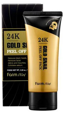 Маска-плівка з 24-каратним золотом і муцином равлика FarmStay 24K Gold Snail Peel Off Pack