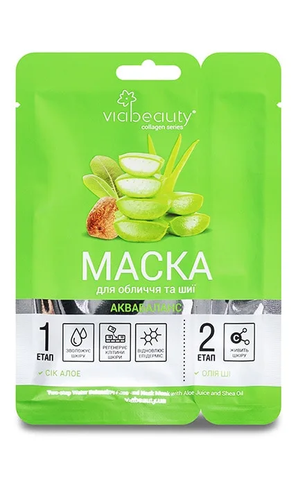 Маска для обличчя та шиї тканинна Аквабаланс Via Beauty 1 шт