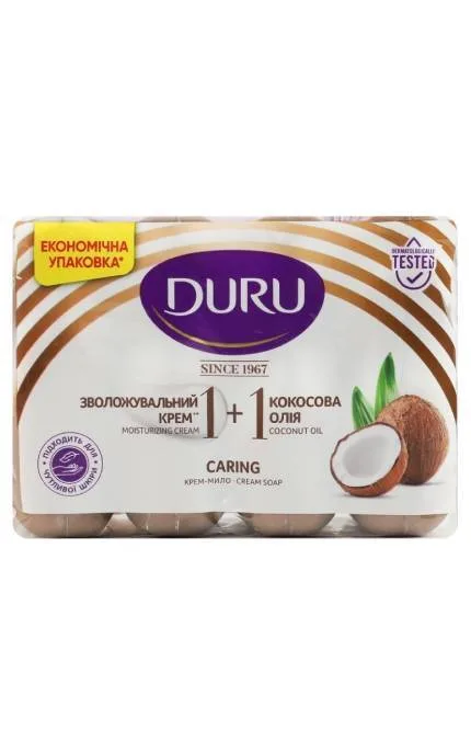 Мило Duru 1+1 Зволожувальний крем та Кокосова олія 4х80 г