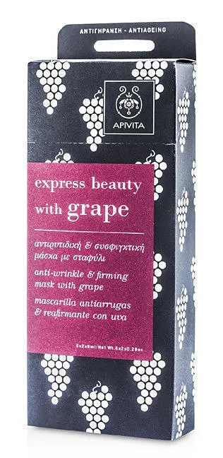 Маска Apivita (Апівіта) Express Beauty проти зморшок для пружності шкіри з виноградом 2х8 мл