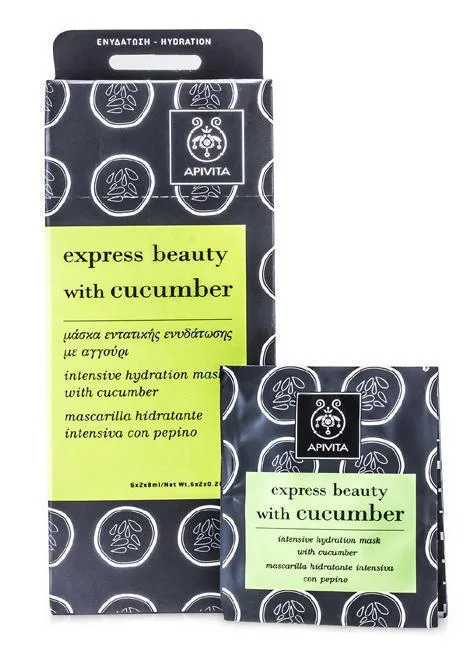 Маска Apivita (Апівіта) Express Beauty інтенсивно зволожувальна з огірком 2х8 мл