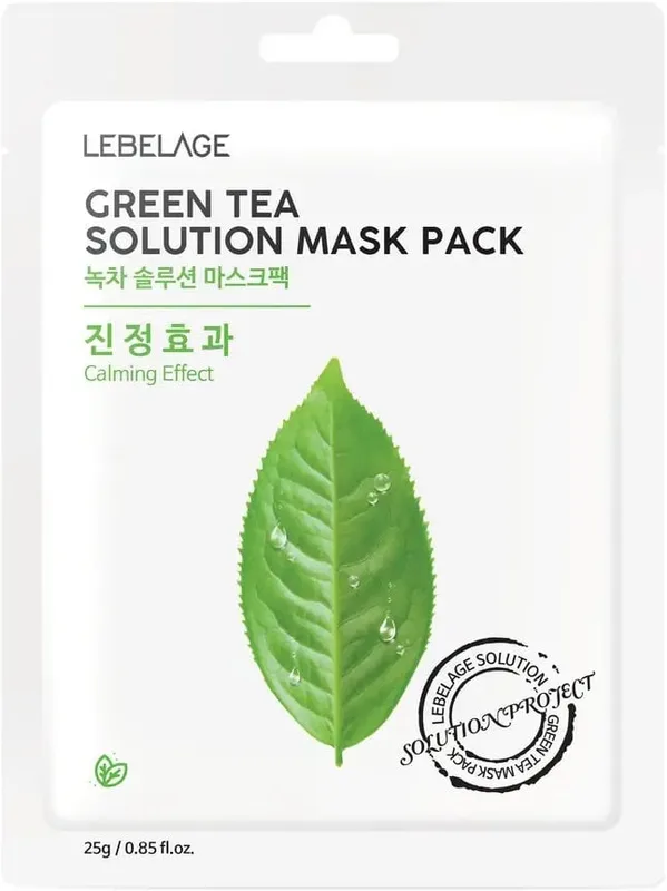 Маска для обличчя тканинна Lebelage Solution з зеленим чаєм 25 г