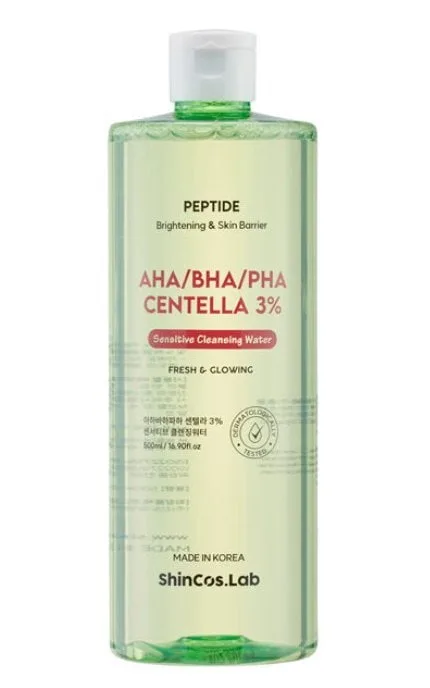 Міцелярна вода Shincos.Lab AHA/BHA/PHA Centella 3% Sensitive Cleansing Water 500 мл