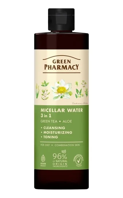 Міцелярна вода Green Pharmacy 3 в 1 Зелений чай та алое 500 мл