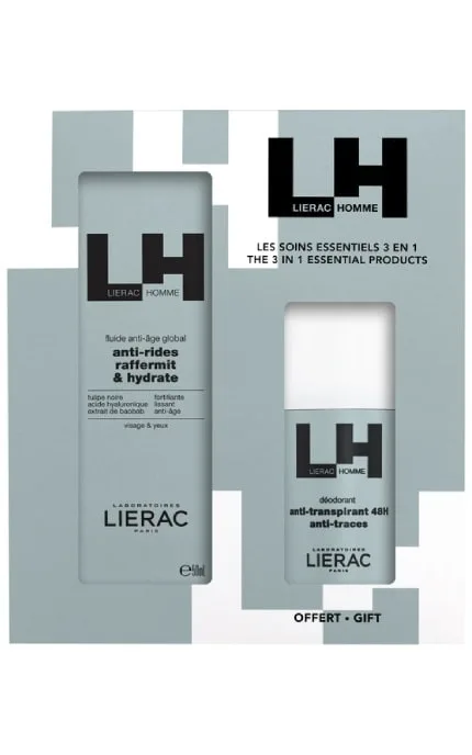 Набір для чоловіків Lierac Homme Глобальний антивіковий флюїд 50 мл + Гель для душу інтегральний 200 мл