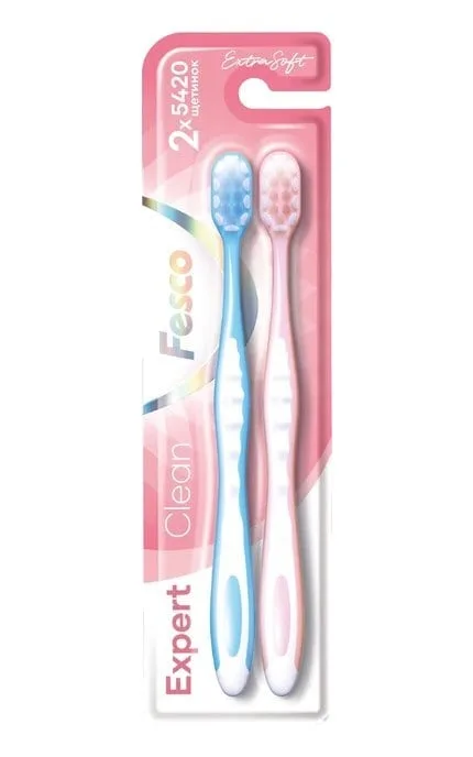 Набір зубних щіток Fesco Expert Clean Soft, м'які, рожева та блакитна, 2 шт
