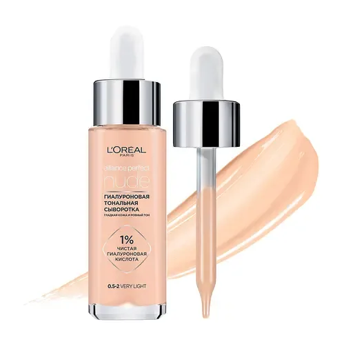 Гіалуронова тональна сироватка для обличчя L'Oreal Paris Alliance Perfect, відтінок 0.5-2 (світло-бежевий), 30 мл