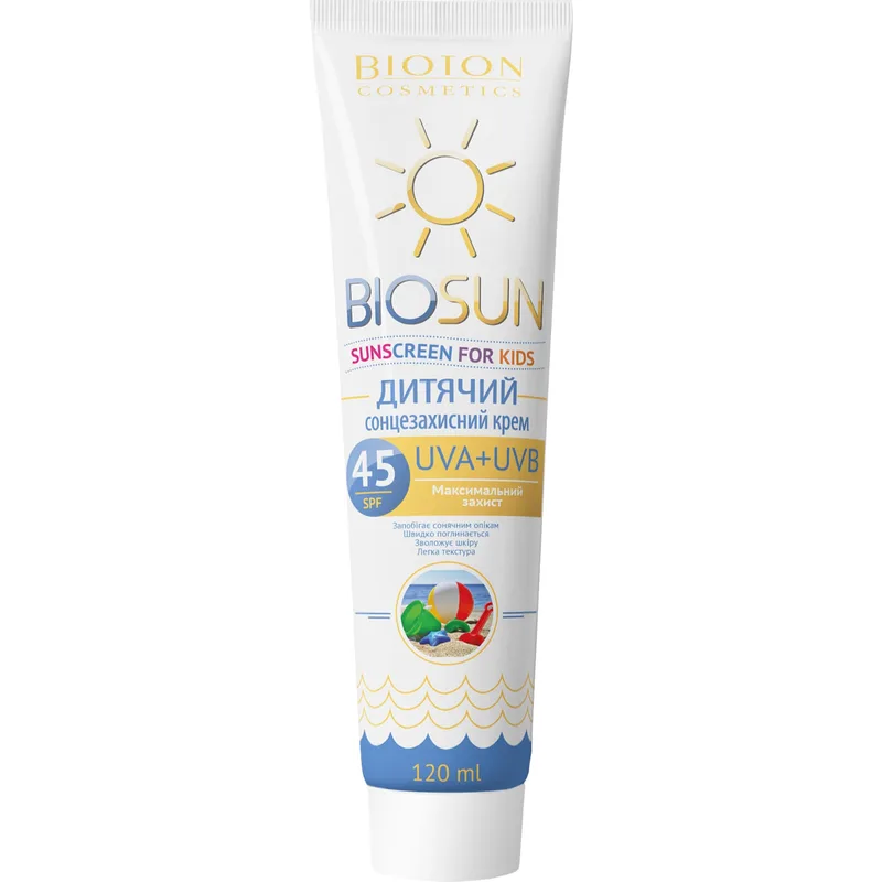 Крем для тіла BIOTON (Біотон) сонцезахисний дитячий SPF 45 120 мл
