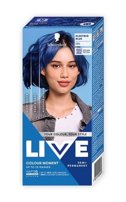 Напів-стійка крем-фарба для волосся Schwarzkopf LIVE Ultra Brights Electric Blue 095 Яскравий Ультрамарин