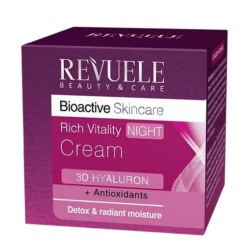 Насичений нічний крем для обличчя Revuele Bioactive Skincare 3D Hyaluron Rich Vitality Night Cream Гіалуроновий, 50 мл
