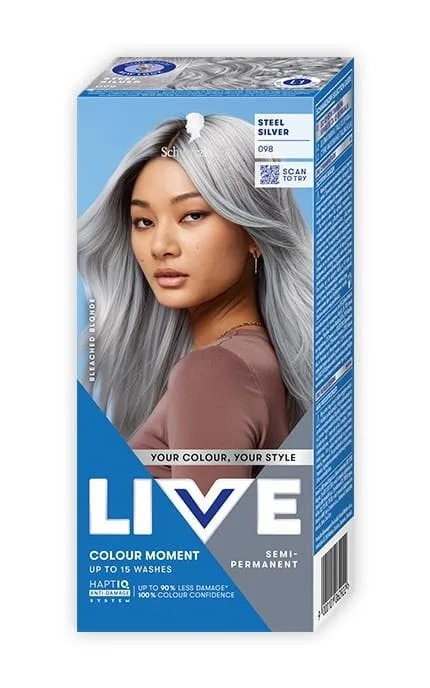 Напів-стійка крем-фарба для волосся Schwarzkopf LIVE Ultra Brights Steel Silver 098 Срібний Металік