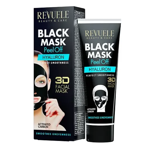 Чорна маска-плівка для обличчя Revuele Black Mask Peel Off Hyaluron з гіалуроновою кислотою 80 мл
