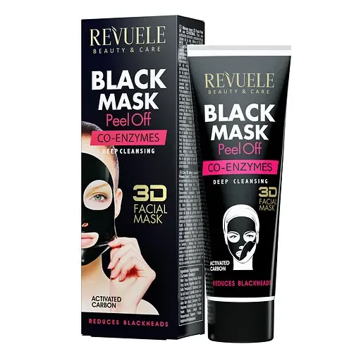 Чорна маска для обличчя Revuele Black Mask Peel Off Co-Enzymes з коензимами 80 мл
