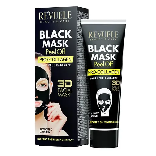 Чорна маска-плівка для обличчя Revuele Peel Off Pro-Collagen з проколагеном 80 мл