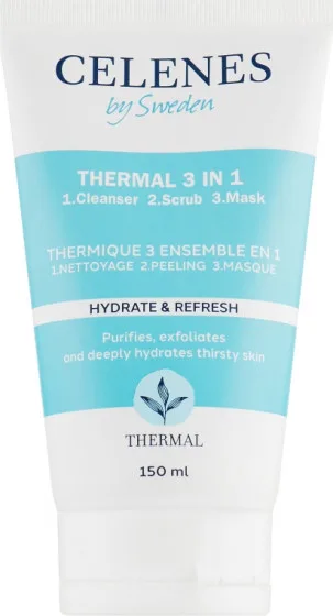 Celenes Thermal 3 in 1 Cleanser-Scrub-Mask - Термальна очищувальна скраб-маска 3 в 1 для шкіри обличчя
