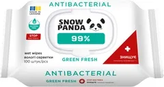 Вологі серветки для рук та тіла Сніжна панда Antibacterial 99.9% Green Fresh 100 шт (4820183972132)