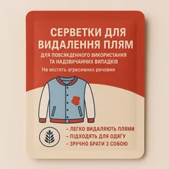 Салфетки для чищення та видалення плям з верхнього одягу та взуття