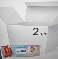 Упаковка вологих серветок Superfresh Baby Chamomile з клапаном 2 пачки по 120 шт.