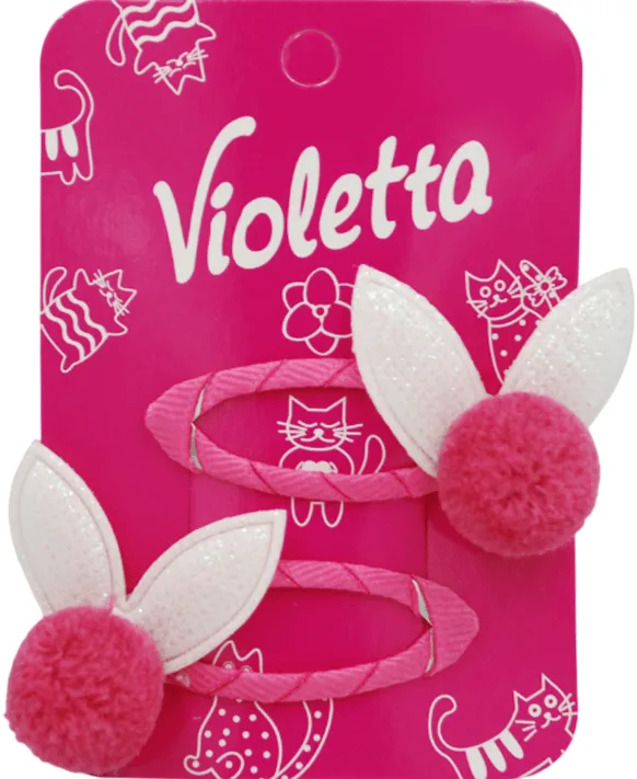 Заколки-хлопавки Violetta дитячі для волосся з милими блискучими вушками 2 шт