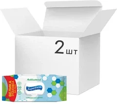 Упаковка вологих серветок Superfresh Antibacterial з клапаном 2 пачки по 120 шт.