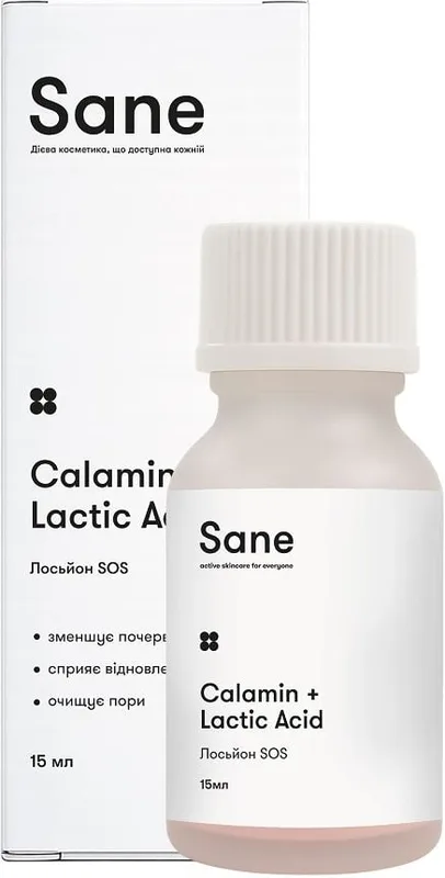 Лосьйон Sane SOS Calamin+Lactic Acid для точкового застосування 15 мл