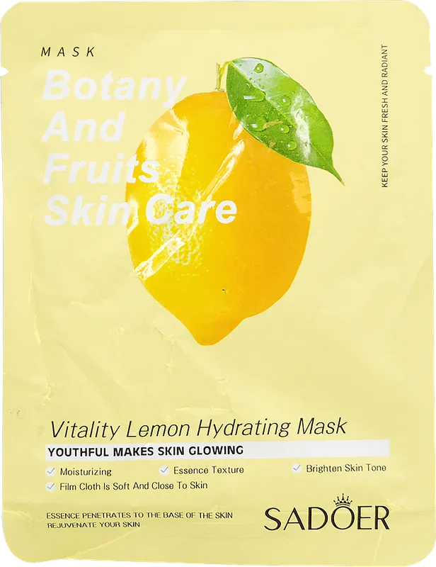 Маска тканинна для обличчя Sadoer Botany And Fruits Skin Care з лимоном 25 г