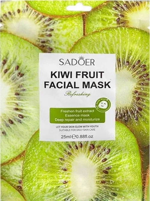Маска тканинна для обличчя Sadoer Kiwi Fruit Facial Mask поживна 25 мл