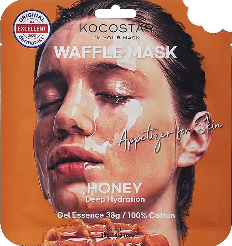 Маска тканинна для обличчя Kocostar Honey Waffle Mask Медове задоволення живильна 38 г