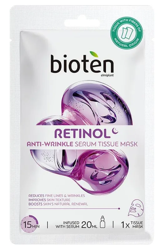 Маска для обличчя BIOTEN Retinol Anti-Wrinkle Serum Tissue Mask з ретинолом 20 мл