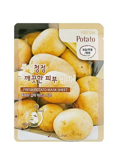Тканинна маска для обличчя з екстрактом картоплі Fresh Potato Mask Sheet 23 г (8809689370006) 3W Clinic (349754293)