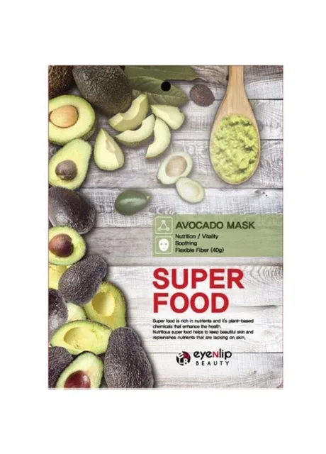 Тканинна маска для обличчя з авокадо Super Food Avocado Mask 23 мл (8809555251446) Eyenlip (360715421)