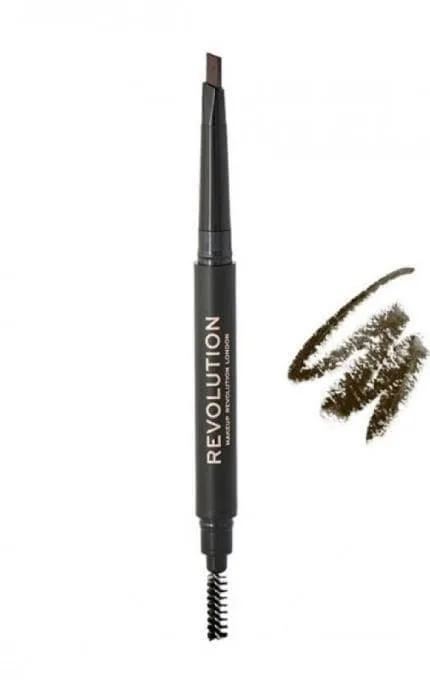Олівець для брів Makeup Revolution Duo Brow Definer Pencil Dark Brown 1 шт