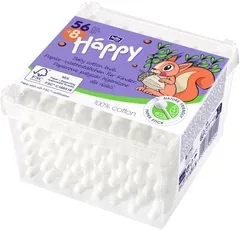 Ватні палички з обмежувачем BELLA Baby Happy для дітей, 56+8 шт