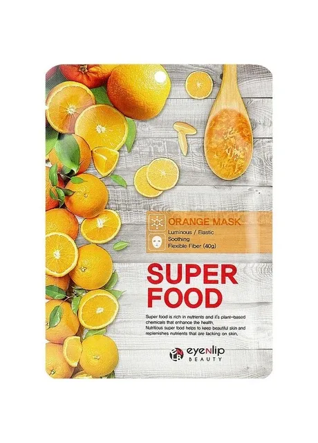 Тканинна маска для обличчя "Апельсин" Super Food Orange Mask 23 мл (8809555251453) Eyenlip (361292520)