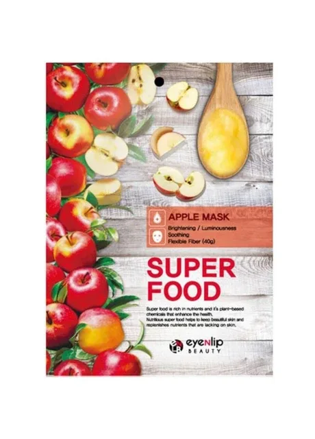 Тканинна маска для обличчя з яблуком Super Food Apple Mask 23 мл (8809555251620) Eyenlip (349754692)