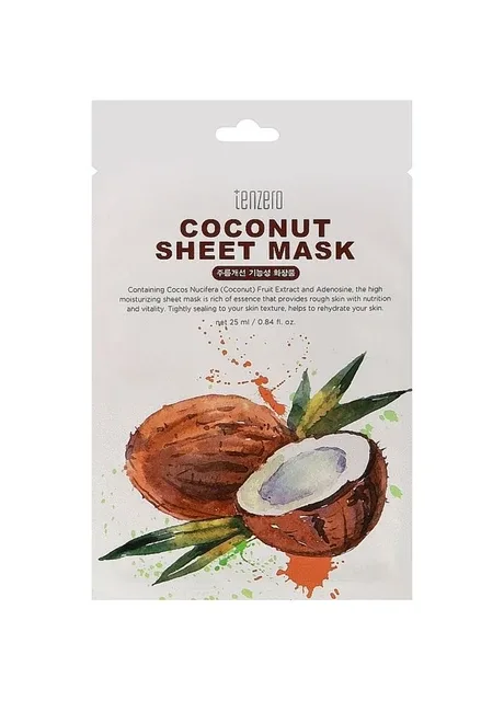 Маска для обличчя Coconut Sheet Mask 25 мл (8809628882690) Tenzero (371737779)