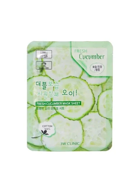 Зволожуюча маска з екстрактом огірка Fresh Cucumber Mask Sheet 1 шт (8809317282145) 3W Clinic (376779360)