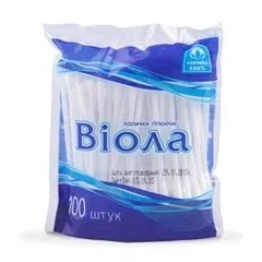 Віола палички ватні в упаковці з поліестеру, 100 шт.(4820009790216)