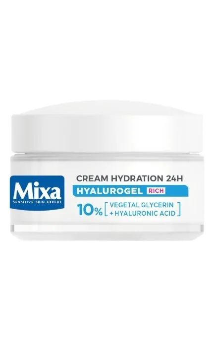 Зволожувальний крем Mixa Hyalurogel Rich для сухої та дуже сухої чутливої шкіри обличчя 50 мл (3600550934922)