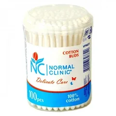 Ватні палички Normal Clinic, в круглій пластиковій упаковці 100 шт